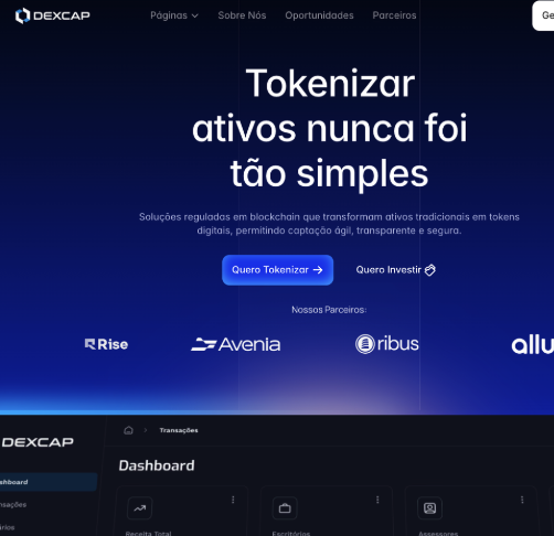 Site e dashboard da DEXCAP